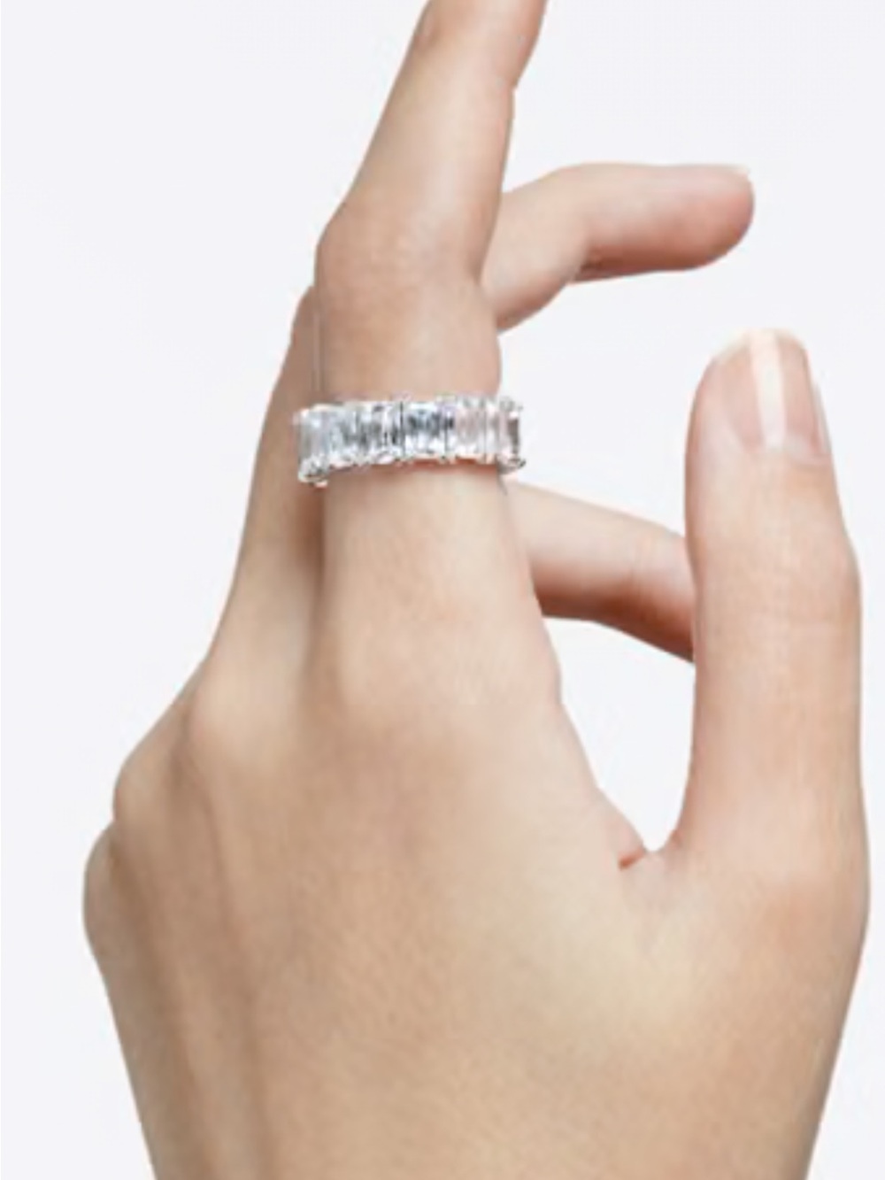 Swarovski-Matrix Vittore Baguette cut, rhodium plated-Eternity Band Ring size 5
